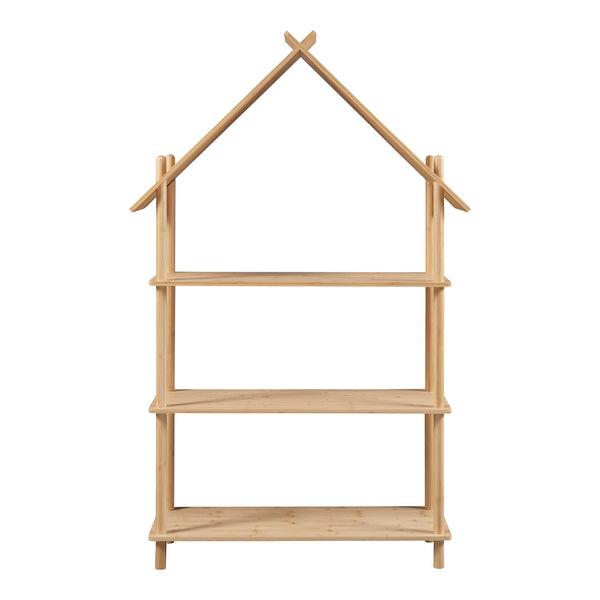 Estantería infantil Hamarøy de bambú con aspecto de casa 137x90x30cm [en.casa]