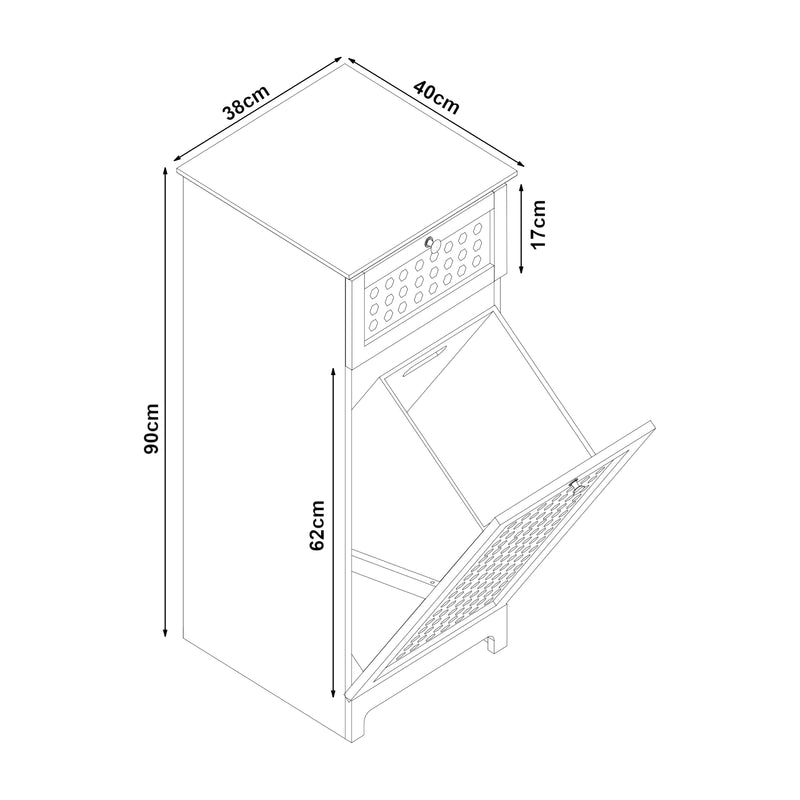 Esquema acotado Armario para ropa Karlsøy 90x38x40cm Blanco [en.casa]