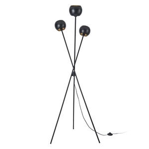 Lámpara de pie Nykvarn de 3 luces Negro / Dorado [lux.pro]