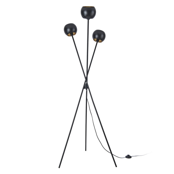 Lámpara de pie Nykvarn de 3 luces Negro / Dorado [lux.pro]