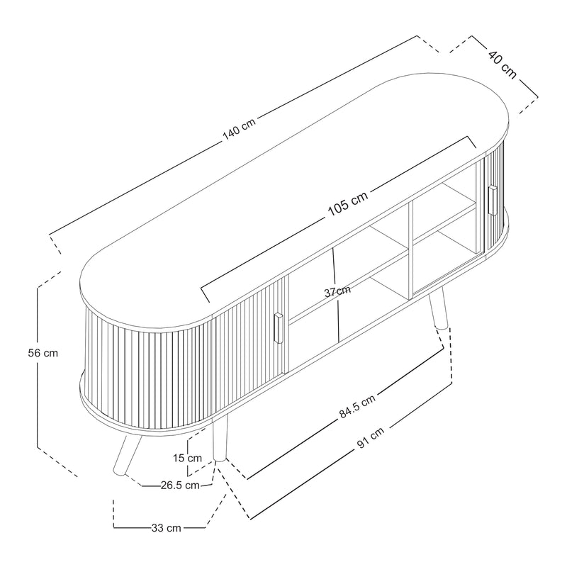 Esquema acotado Aparador Nordkapp con 2 puertas [en.casa]