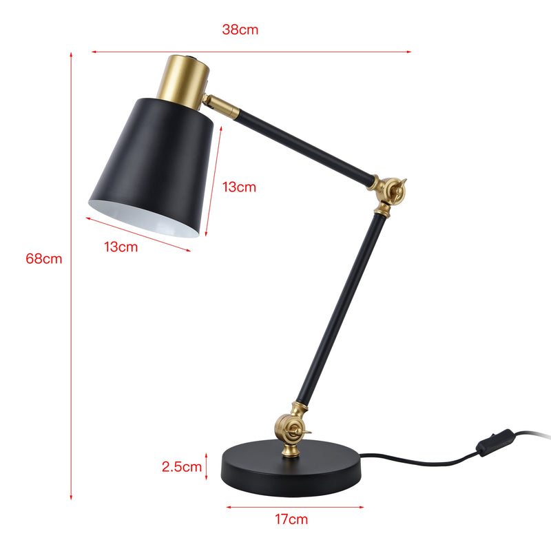 Esquema acotado Lámpara de mesa Abergele Negro / Dorado [lux.pro]