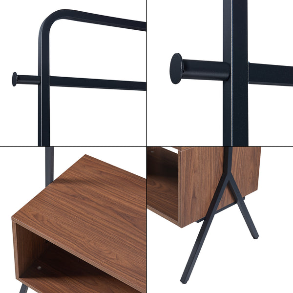 Perchero Averøy 180x74x42cm Negro/Nogal [en.casa]
