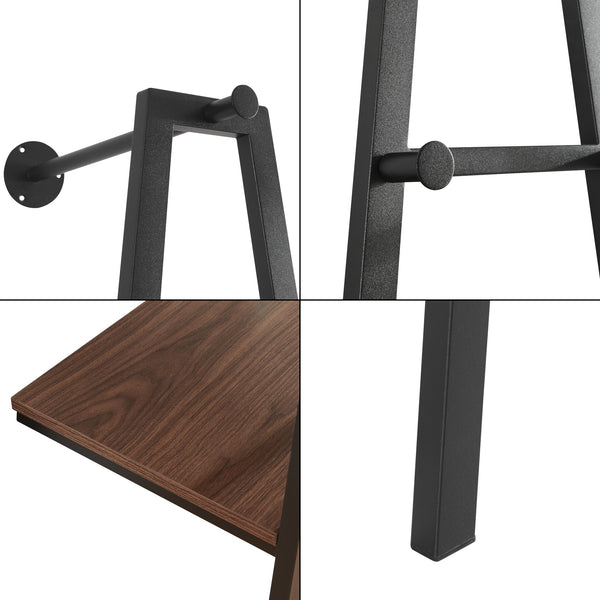 Perchero de pared Bjørnafjorden acero negro / aspecto nogal [en.casa]