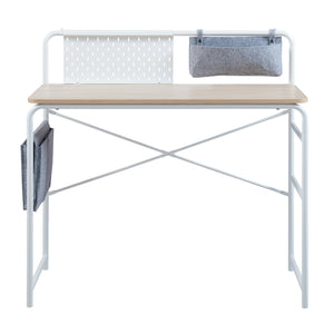 Escritorio Dyrøy 98x98x46cm Blanco/Roble [en.casa]