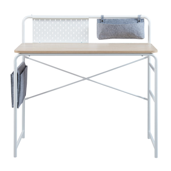 Escritorio Dyrøy 98x98x46cm Blanco/Roble [en.casa]