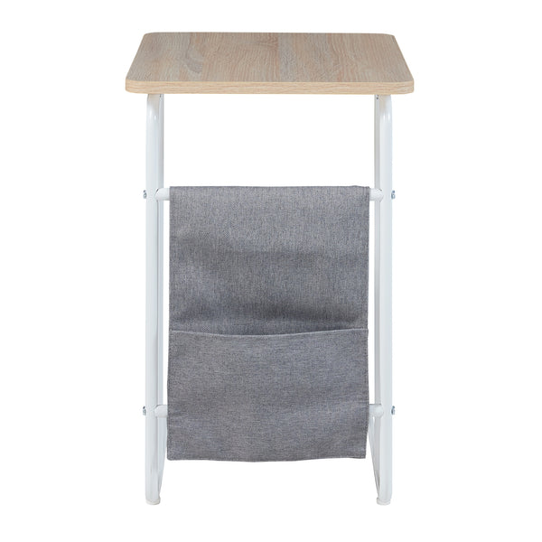Mesa para portátil Dyrøy 56x48x37cm Blanco/Roble [en.casa]