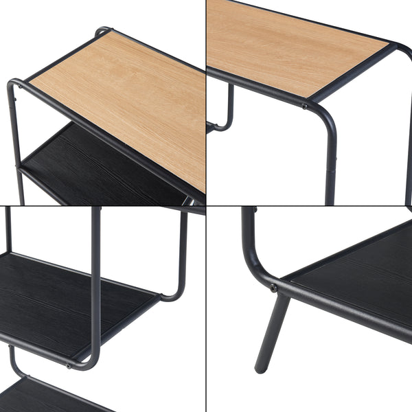 Mesa consola Krødsherad 83x102x36cm Negro/Roble [en.casa]