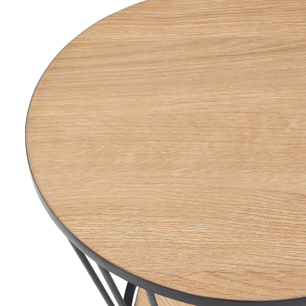 Mesa auxiliar Fossbergom Negro/Aspecto roble [en.casa]