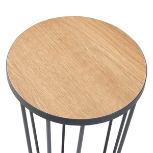 Soporte para plantas Fossbergom con 2 estantes Negro/Aspecto roble [en.casa]