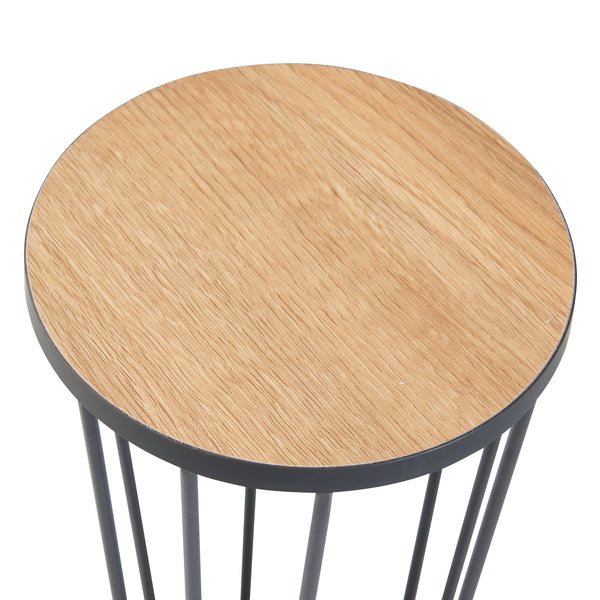 Soporte para plantas Fossbergom con 2 estantes Negro/Aspecto roble [en.casa]