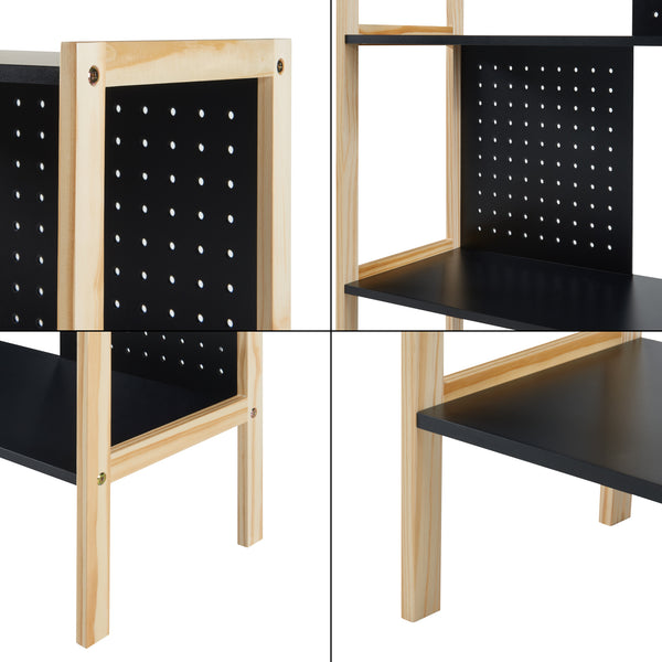 Estantería Dønna 120x63x28cm Negro/Color madera [en.casa]