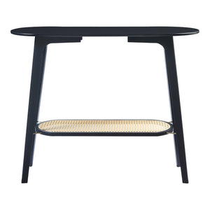 Mesa consola Taivalkoski 100x35x80 cm Negro/Aspecto ratán [en.casa]