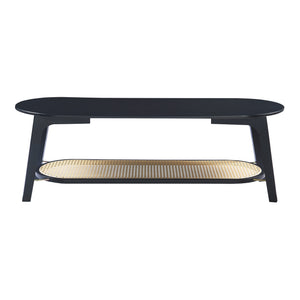 Mesa de centro Taivalkoski 120x43x40 cm Negro/Aspecto ratán [en.casa]