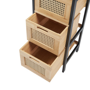 Cómoda de baño Tervola con 3 cajones Negro/Bambú [en.casa]