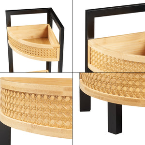 Estantería de esquina Tervola 80x23x23 cm Negro/Bambú [en.casa]