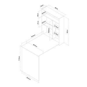 Mesa abatible de pared Greve Blanco / aspecto madera [en.casa]
