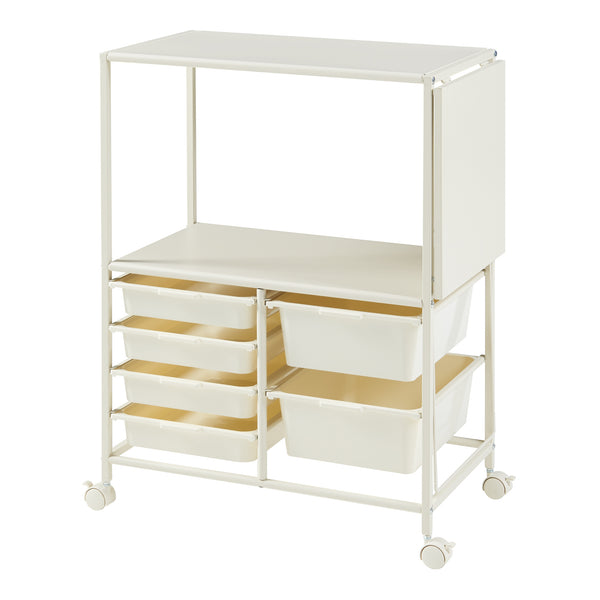 Carro rodante Sørfold con cajas 100x37x85cm Blanco [en.casa]