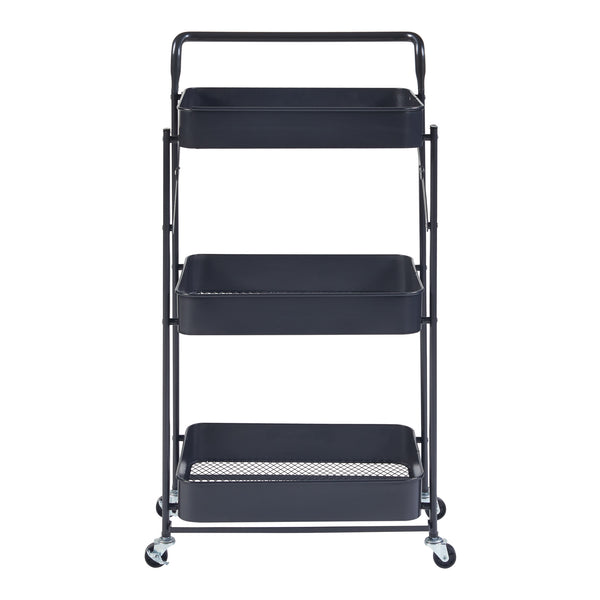Carro rodante Vörå con 3 niveles 88x45x30cm Negro [en.casa]