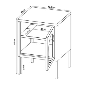 Mesita de noche Karlskrona 60x42,5x40 cm Negro, mate [en.casa]
