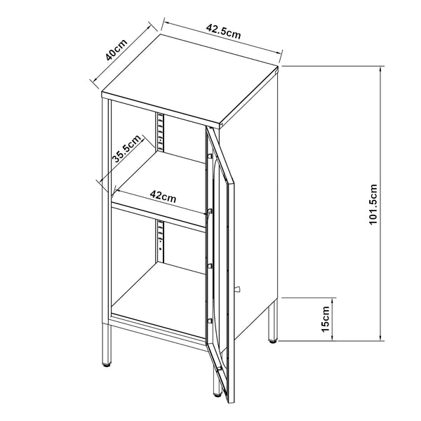 Armario auxiliar Karlskrona 102x43x40 cm Negro, mate [en.casa]