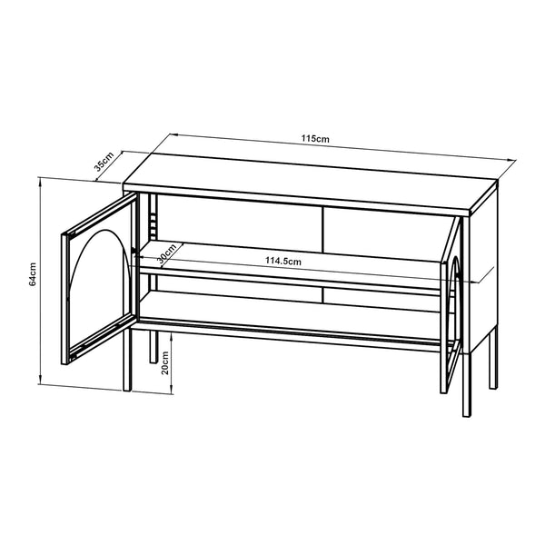 Mueble de televisión Karlskrona 115x35x64 cm Negro, mate [en.casa]