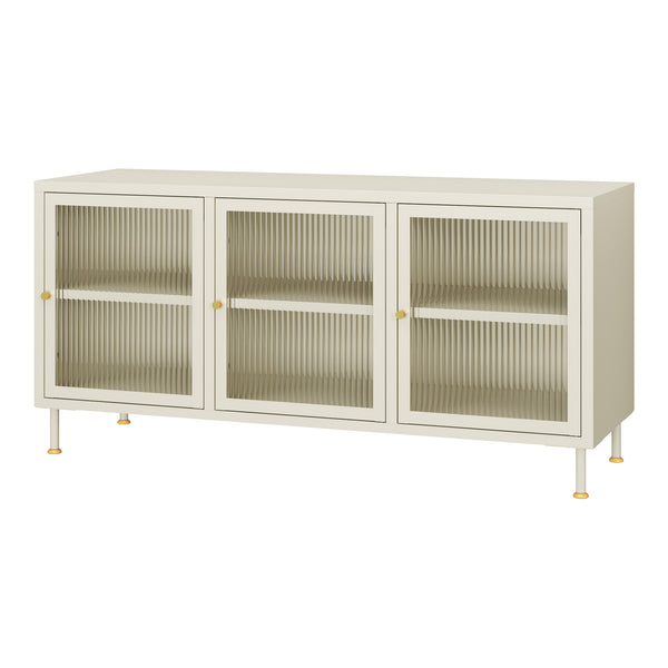 Mueble de TV Lindau Acero 120x40x59 cm Blanco crema [en.casa]