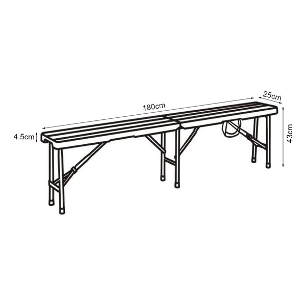 Conjunto de banco plegable Lillestrøm de 2 piezas, aspecto madera, marrón oscuro [en.casa]