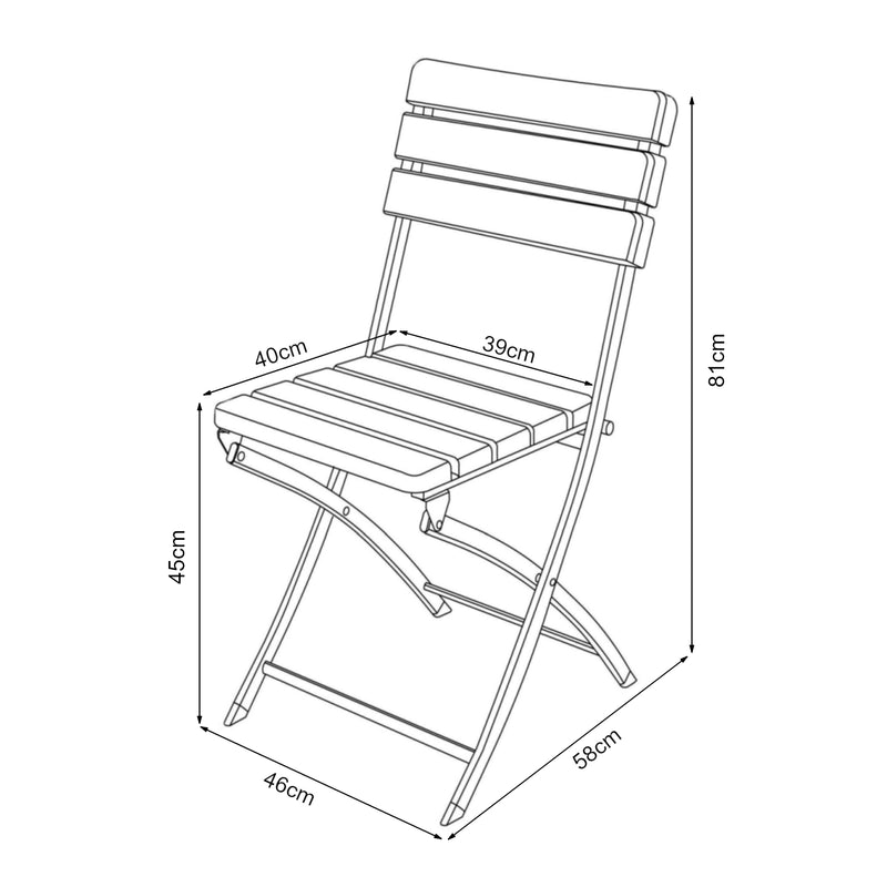 Esquema acotado Set de sillas plegables Lillestrøm de 2 piezas, aspecto de madera, marrón oscuro [en.casa]