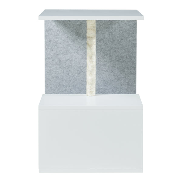 Mesa auxiliar con poste rascador Masfjorden Blanco [en.casa]