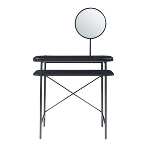 Tocador Hjelmeland con espejo 129x80x44 cm Negro [en.casa]