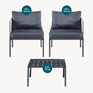 Conjunto de muebles de jardín Accettura 3 piezas Aluminio Gris [casa.pro]