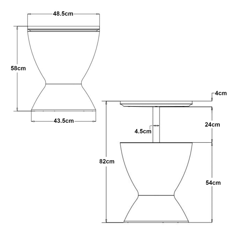 Esquema acotado Mesa nevera Atessa exterior 30 L plástico 58xØ49cm [casa.pro]