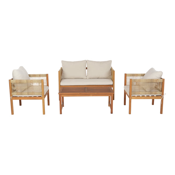 Conjunto de muebles de jardín Cannole de 4 piezas. Madera de acacia color madera [casa.pro]