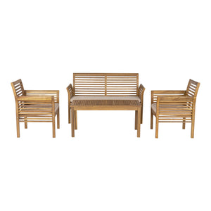 Conjunto de muebles de jardín Candela 4 piezas Madera de acacia Color madera [casa.pro]