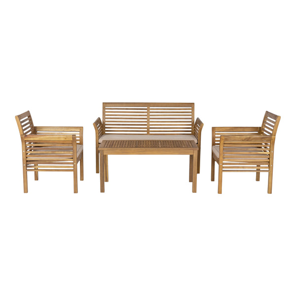 Conjunto de muebles de jardín Candela 4 piezas Madera de acacia Color madera [casa.pro]