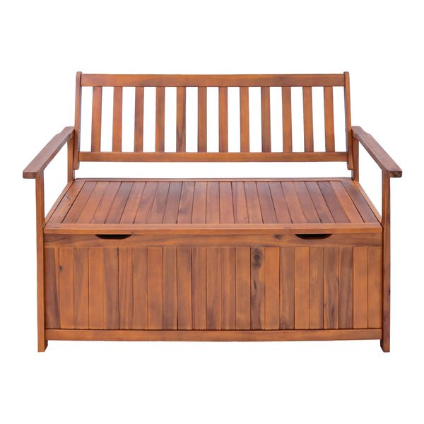 Banco de jardín Avezzano con compartimento de almacenamiento 130x60x88cm Acacia certificada FSC® [en.casa]