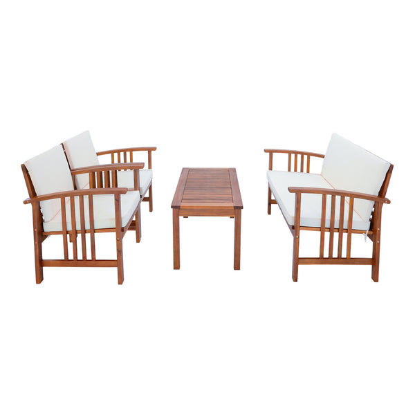 Conjunto de muebles de jardín Brissogne de 4 piezas, madera de acacia con certificación FSC® [en.casa]