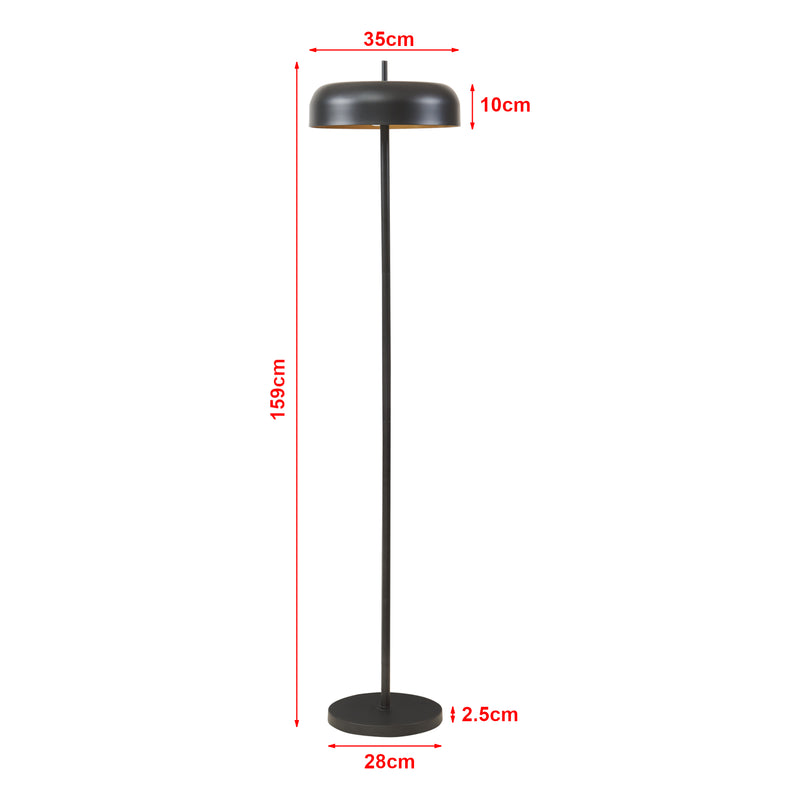Esquema acotado Lámpara de pie Barton de 2 luces Metal 159 cm Negro [lux.pro]
