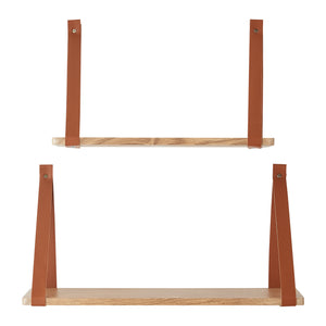 Conjunto de estantes de pared Utsira 48/60 x 20 x 30 cm 2 piezas aspecto roble/marrón [en.casa]
