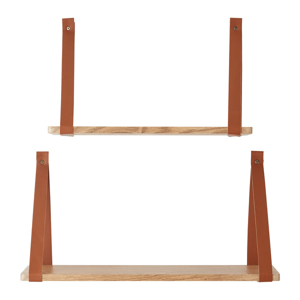 Conjunto de estantes de pared Utsira 48/60 x 20 x 30 cm 2 piezas aspecto roble/marrón [en.casa]