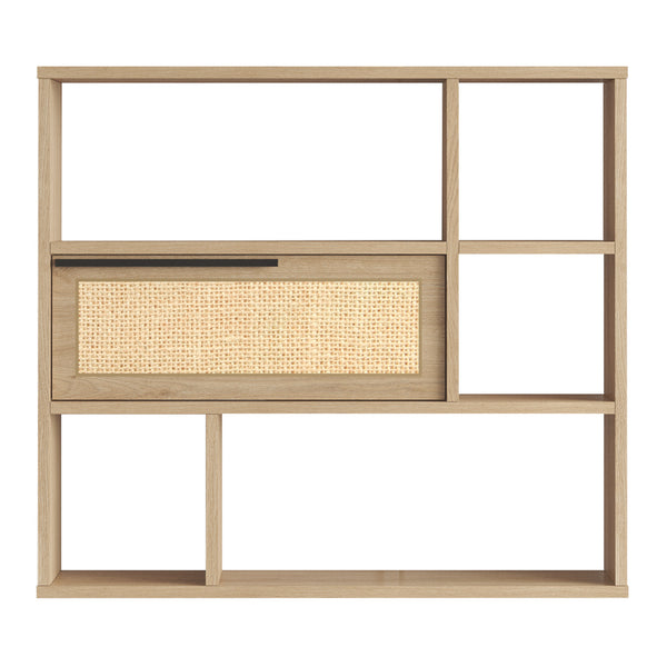 Estantería de pared Kvænangen 90x22x81cm Roble/Aspecto ratán [en.casa]