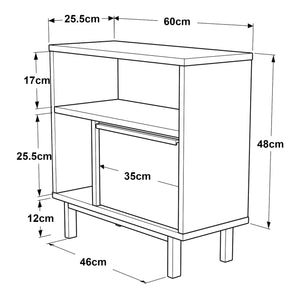 Mesa auxiliar Kvænangen 60x60x26 cm aspecto roble/rattan [en.casa]