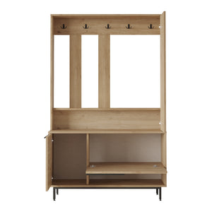 Guardarropa compacto Kvænangen 78x112x36 cm Roble/Aspecto ratán [en.casa]