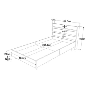 Cama individual Kvænangen 100x200 cm aspecto roble/ratán [en.casa]