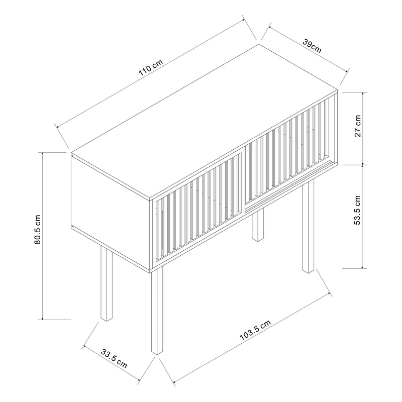 Esquema acotado Consola Ypäjä 110x39x81 cm Bambú [en.casa]