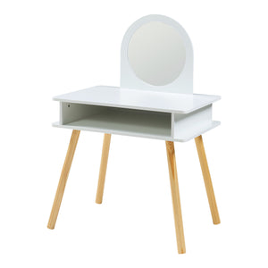 Tocador infantil con taburete Ovanåker Blanco/Natural [en.casa]