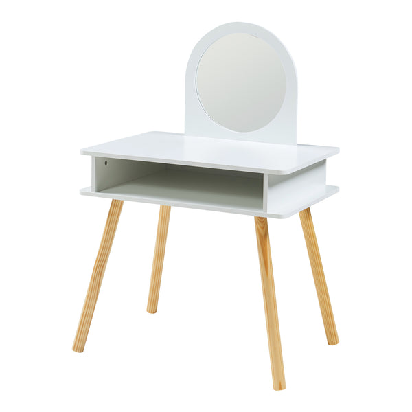 Tocador infantil con taburete Ovanåker Blanco/Natural [en.casa]