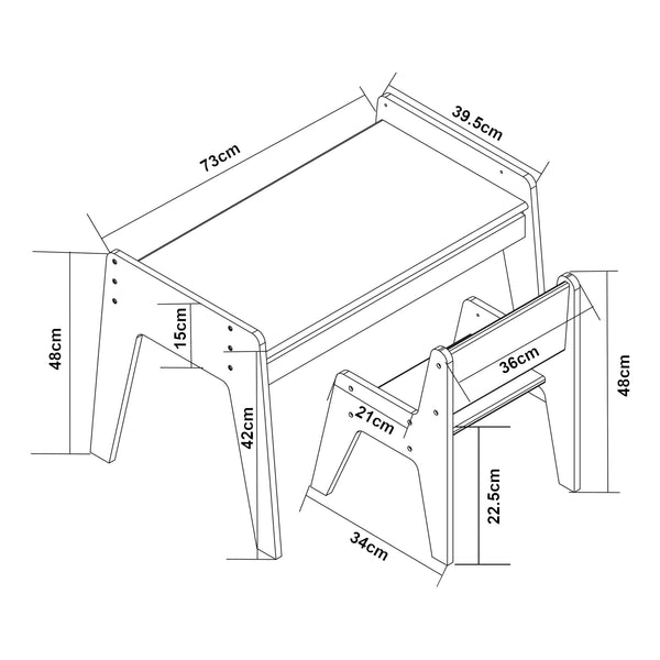 Escritorio infantil con silla Skinnskatteberg Madera/Blanco [en.casa]