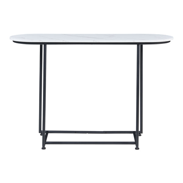 Mesa consola Nordfron 120x40x75 cm mármol, blanco [en.casa]